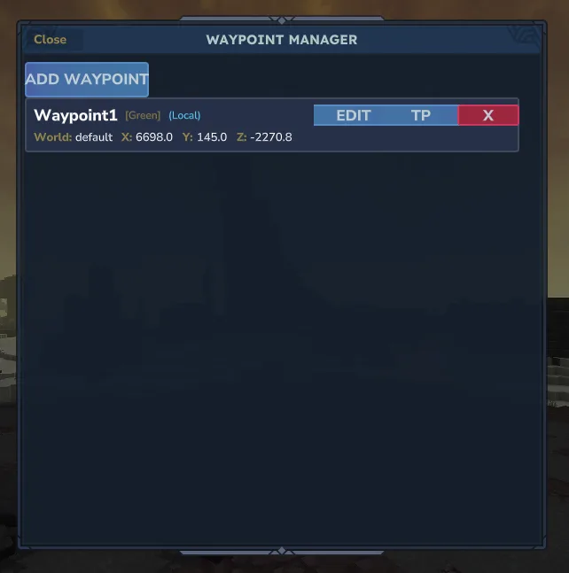 Waypoint menu