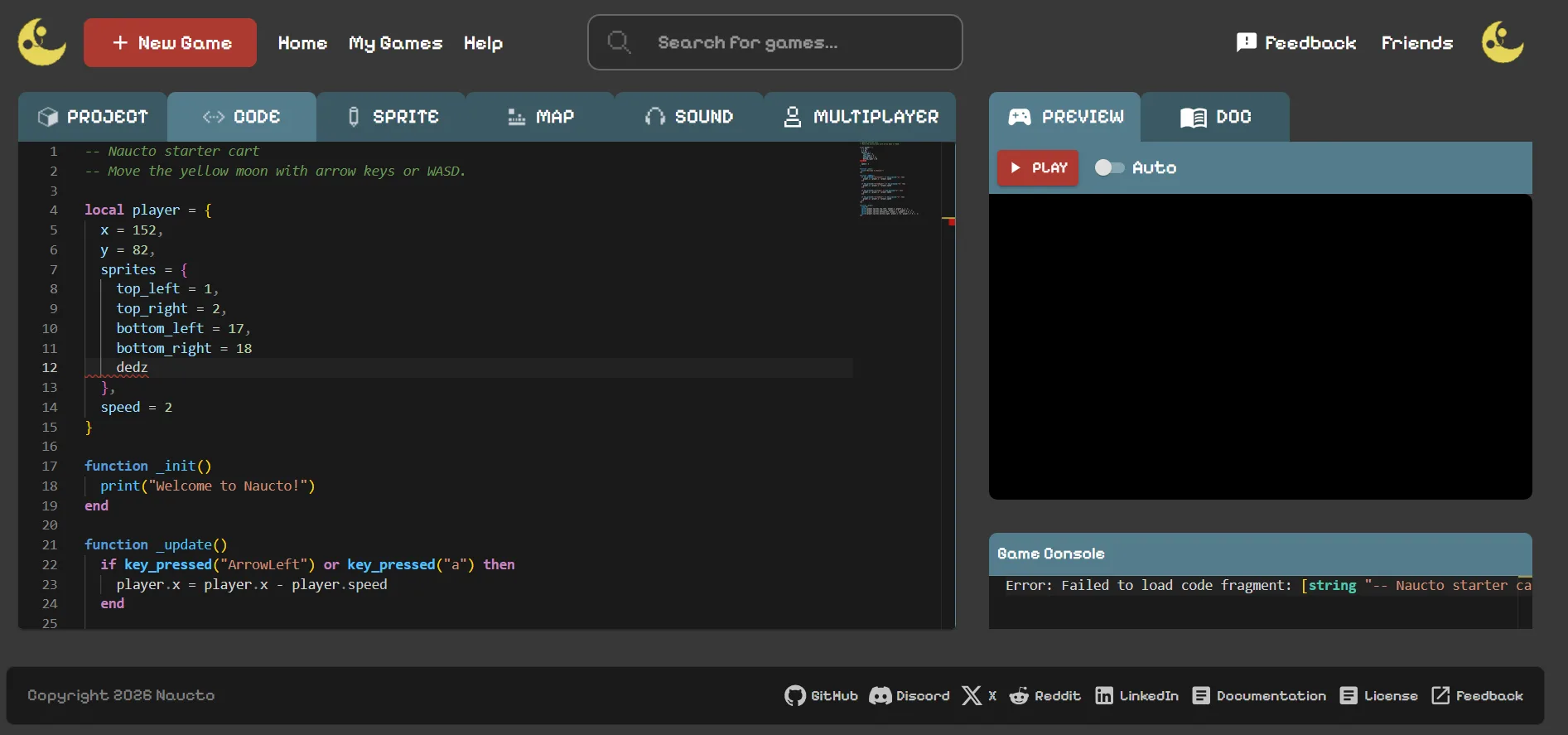 Naucto — code editor